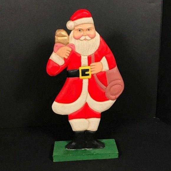 Vintage Folk art Santa Christmas decoration, Carved wood standing Kris Kringle C - Picture 2 of 10